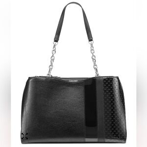 Calvin Klein Nova Black with Tripe Compartments Tote
